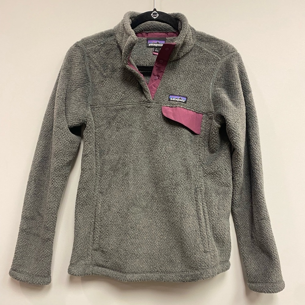 Patagonia Women’s Re-Tool Snap T Fleece Pullover-Gray & Purple
